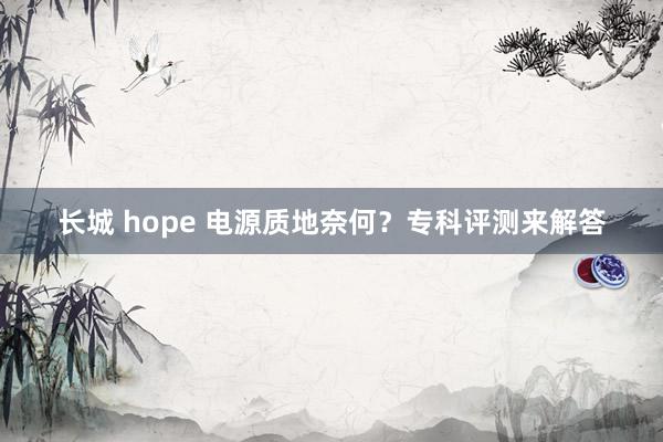 长城 hope 电源质地奈何？专科评测来解答