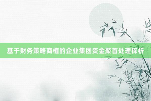 基于财务策略商榷的企业集团资金聚首处理探析